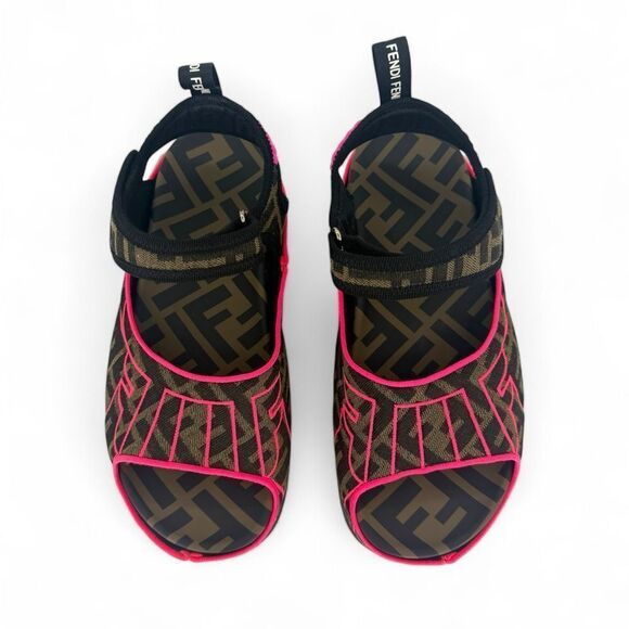 FENDI FF Zucca Pink & Brown Platform Sandals IT37 - Picture 7 of 13